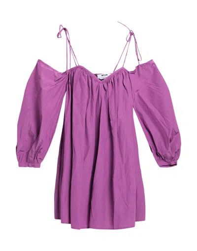 Msgm Woman Mini Dress Mauve Size 2 Viscose, Cotton In Purple