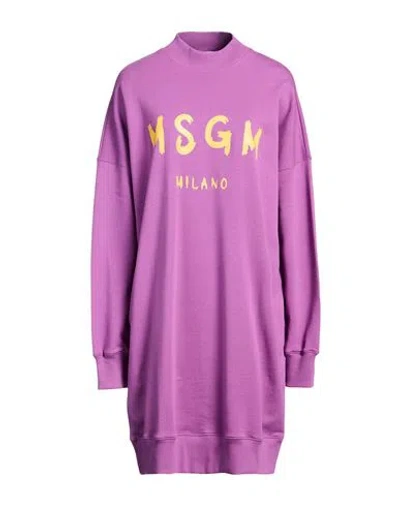 Msgm Woman Mini Dress Mauve Size L Cotton In Purple