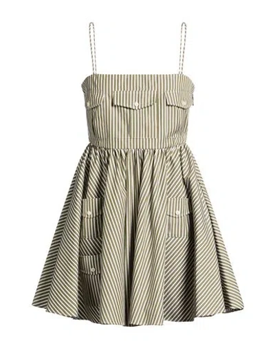 Msgm Woman Mini Dress Military Green Size 4 Cotton In Animal Print