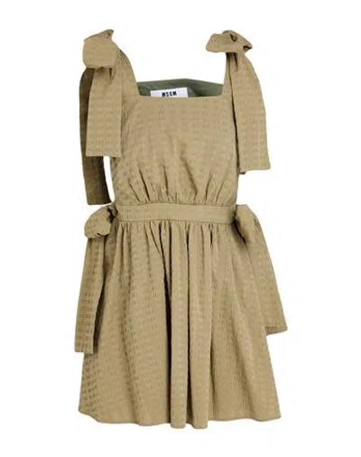Msgm Woman Mini Dress Military Green Size 4 Cotton, Elastane