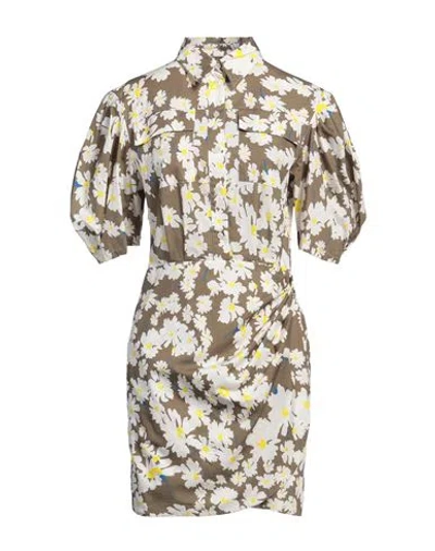 Msgm Woman Mini Dress Military Green Size 6 Cotton