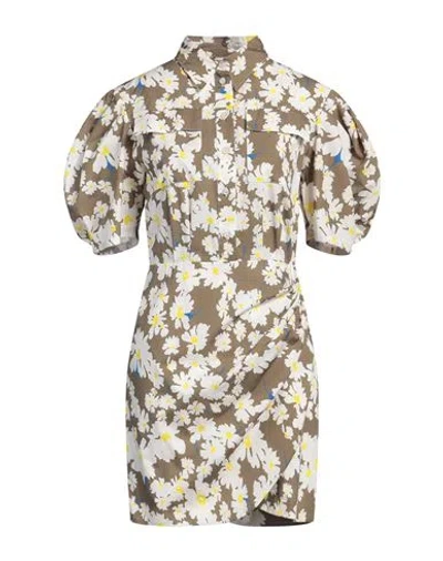 Msgm Woman Mini Dress Military Green Size 6 Cotton