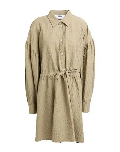 Msgm Woman Mini Dress Military Green Size 8 Cotton, Elastane