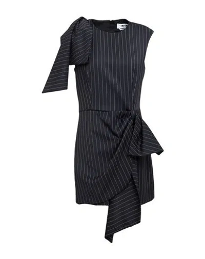 Msgm Woman Mini Dress Navy Size 2 Virgin Wool, Polyester In Blue