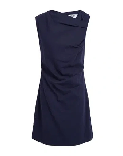Msgm Woman Mini Dress Navy Size 8 Viscose, Polyester, Elastane In Black