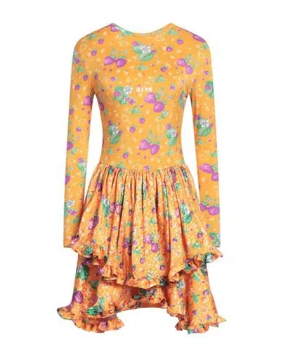 Msgm Woman Mini Dress Orange Size 4 Polyamide, Elastane