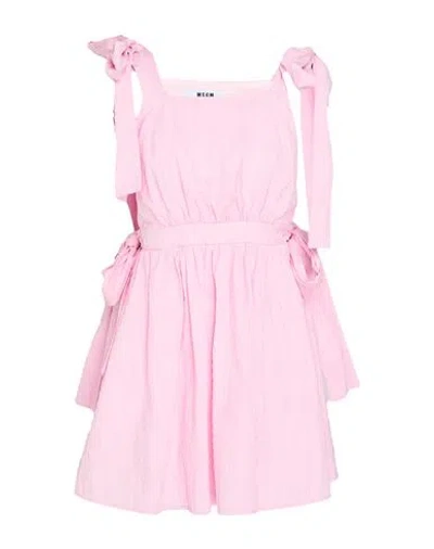 Msgm Woman Mini Dress Pink Size 4 Cotton, Elastane
