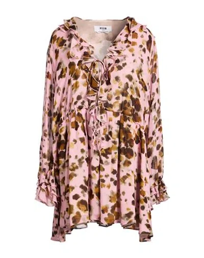 Msgm Woman Mini Dress Pink Size 4 Viscose In Multi