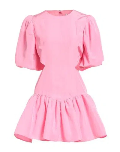 Msgm Woman Mini Dress Pink Size 8 Viscose, Linen In Green