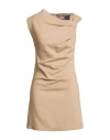 Msgm Woman Mini Dress Sand Size 2 Viscose, Polyester, Elastane In Brown