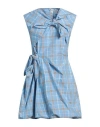 Msgm Woman Mini Dress Sky Blue Size 8 Cotton, Polyester