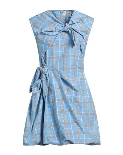 Msgm Woman Mini Dress Sky Blue Size 8 Cotton, Polyester