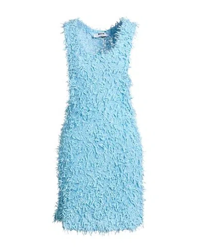 Msgm Woman Mini Dress Sky Blue Size S Cotton, Polyamide, Polyester