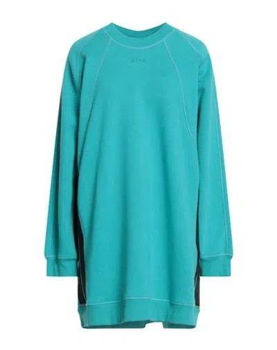 Msgm Woman Mini Dress Turquoise Size M Cotton, Polyester In Blue