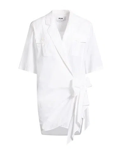 Msgm Woman Mini Dress White Size 2 Cotton