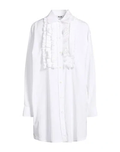 Msgm Woman Mini Dress White Size 8 Cotton