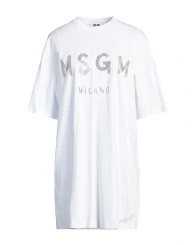 Msgm Woman Mini Dress White Size Xs Cotton