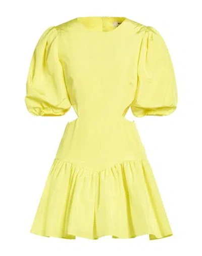 Msgm Woman Mini Dress Yellow Size 2 Viscose, Linen