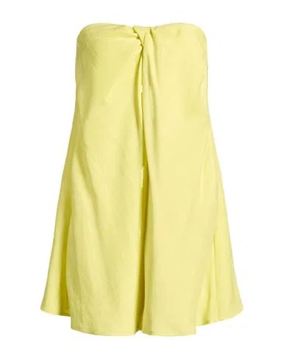 Msgm Woman Mini Dress Yellow Size 4 Linen, Viscose In Animal Print