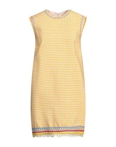 Msgm Woman Mini Dress Yellow Size 6 Viscose, Linen, Polyester, Cotton