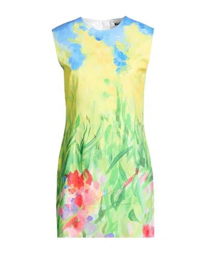 Msgm Woman Mini Dress Yellow Size 8 Cotton, Elastane In Multi