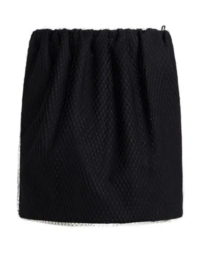 Msgm Woman Mini Skirt Black Size 0 Wool, Elastane