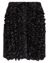 Msgm Black Mini-skirt With Multicolor Sequins In Fringed Fabric Woman In Black