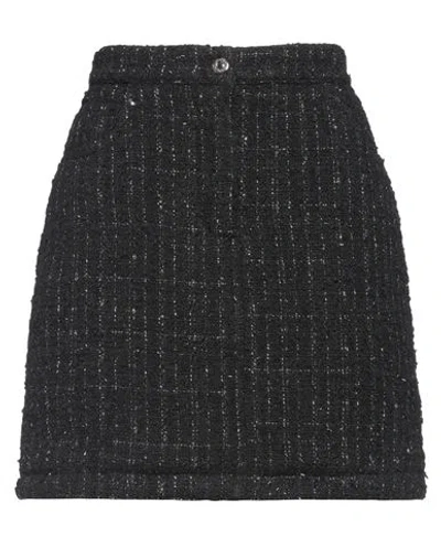 Msgm Woman Mini Skirt Black Size 6 Polyamide, Metallic Fiber, Cotton, Synthetic Fibers