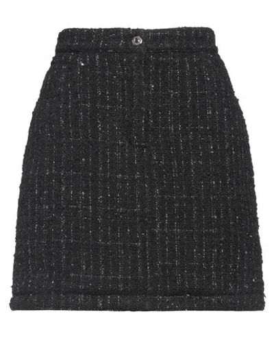 Msgm Woman Mini Skirt Black Size 4 Polyamide, Metallic Fiber, Cotton, Synthetic Fibers