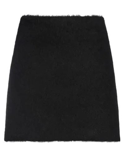 Msgm Woman Mini Skirt Black Size 8 Virgin Wool, Polyamide, Alpaca Wool