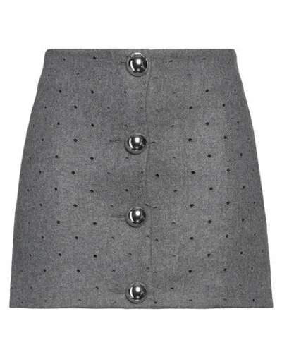 Msgm Woman Mini Skirt Grey Size 4 Wool, Polyamide In Gray