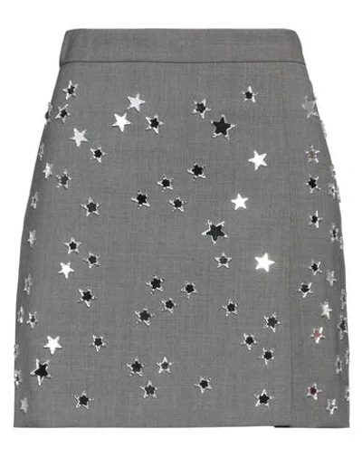 Msgm Woman Mini Skirt Grey Size 8 Virgin Wool, Elastane