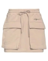 Msgm Embroidered-logo Jersey Mini Skirt In Beige
