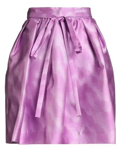 Msgm Woman Mini Skirt Mauve Size 10 Polyester In Purple