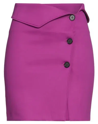 Msgm Woman Mini Skirt Mauve Size 6 Polyamide, Elastane In Purple