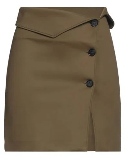 Msgm Woman Mini Skirt Military Green Size 4 Polyamide, Elastane