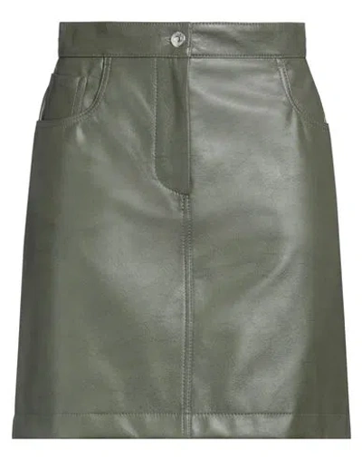 Msgm Woman Mini Skirt Military Green Size 4 Polyester, Elastane