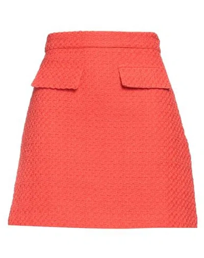 Msgm Woman Mini Skirt Orange Size 4 Cotton, Polyamide