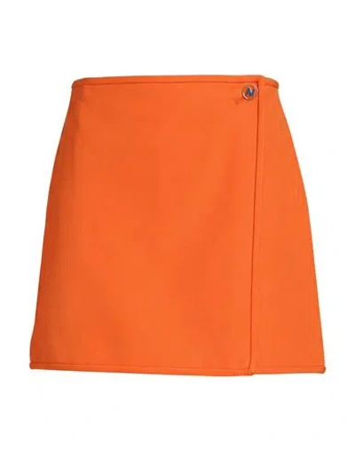 Msgm Woman Mini Skirt Orange Size 4 Polyester, Elastane