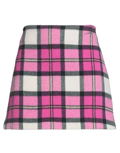 Msgm Woman Mini Skirt Pink Size 10 Wool, Polyamide