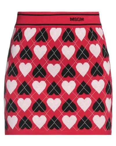 Msgm Woman Mini Skirt Red Size L Viscose, Polyester