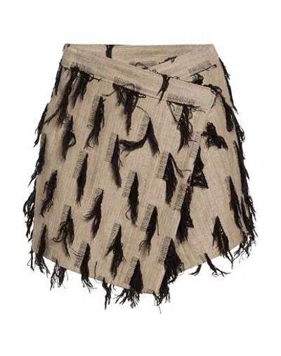 Msgm Woman Mini Skirt Sand Size 4 Linen, Viscose, Acrylic, Cotton, Polyester In Beige