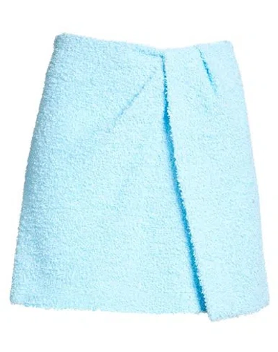 Msgm Woman Mini Skirt Sky Blue Size 6 Polyamide, Polyester, Acrylic