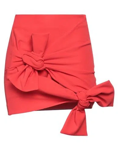 Msgm Woman Mini Skirt Tomato Red Size 8 Polyester, Elastane