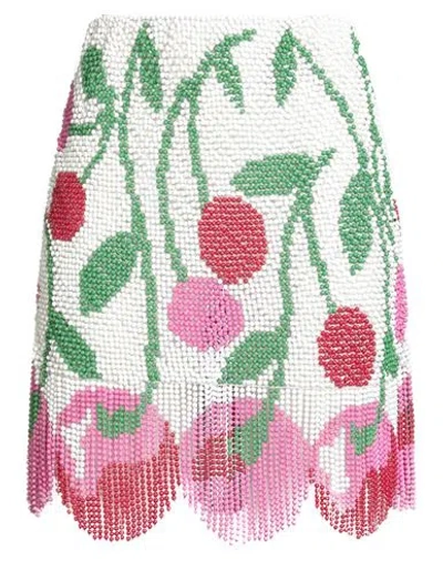 Msgm Woman Mini Skirt White Size 4 Acrylic, Glass