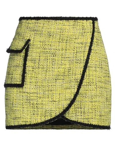Msgm Cotton Wrap Mini Skirt In Yellow,black