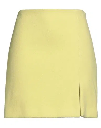 Msgm Woman Mini Skirt Yellow Size 6 Virgin Wool, Polyamide