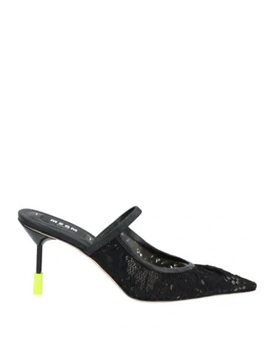 Msgm Woman Mules & Clogs Black Size 7 Textile Fibers, Leather In Black