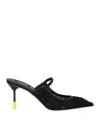 Msgm Woman Mules & Clogs Lime Green Size 7 Textile Fibers, Leather In Green