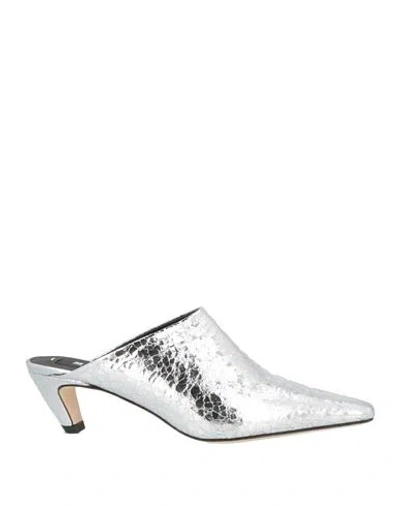 Msgm Woman Mules & Clogs Silver Size 8 Leather